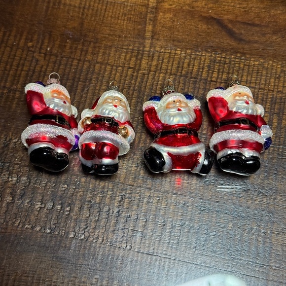 Santa Clause Ornaments Vintage Michaels Glass Christmas Tree Set of 4 Miniature - Picture 12 of 12